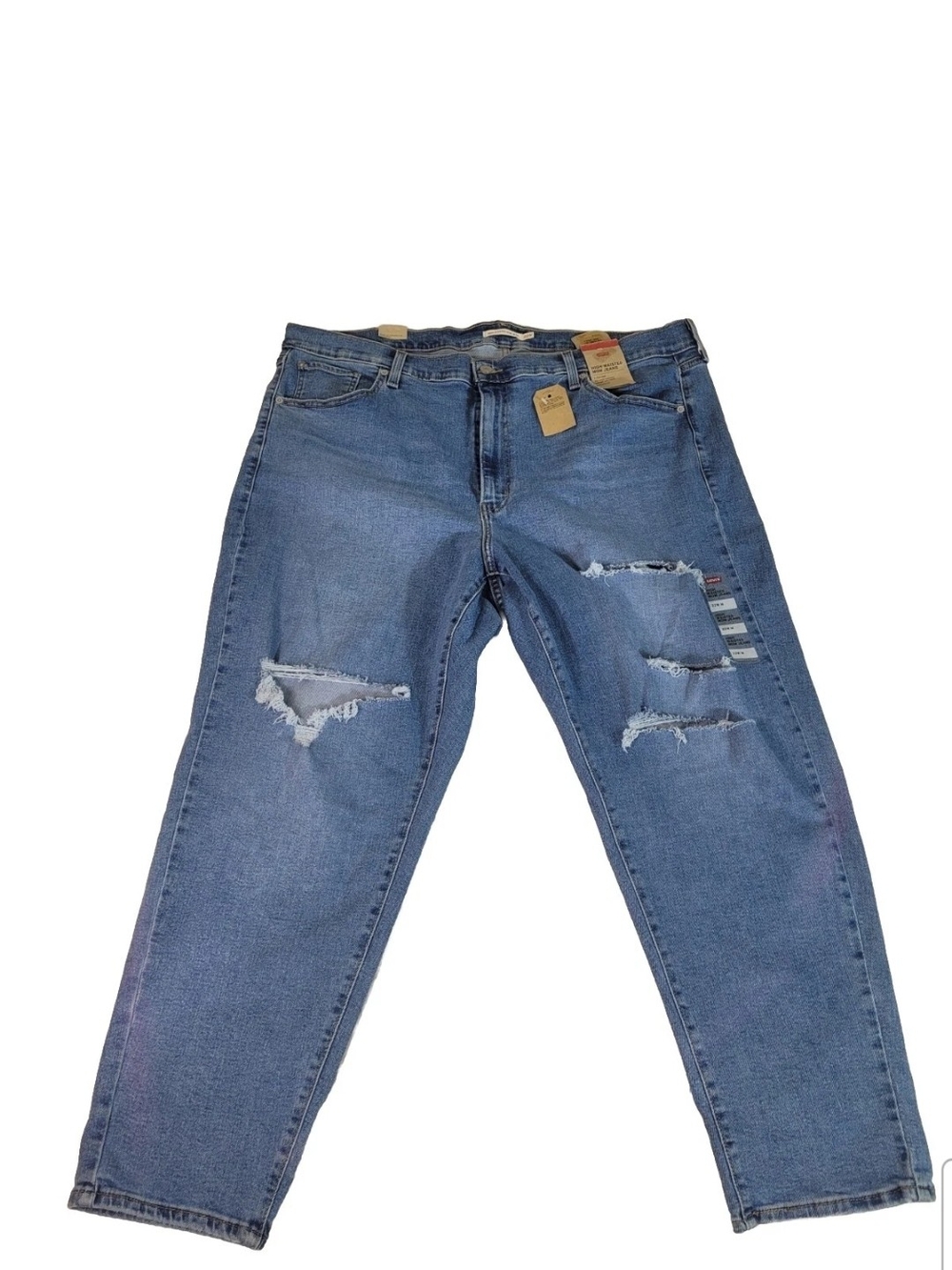 Levi's 22W High Waisted Mom Distress Blue Jeans Womens Tapered Leg Relaxed 6